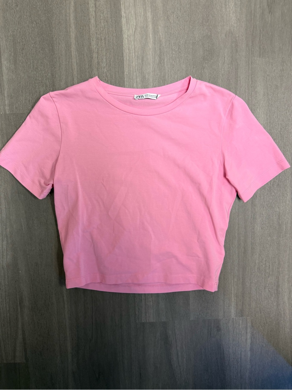 Zara Bubblegum Pink Cropped Crew Tee